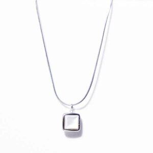 Stylish Silver Square Pendant Necklace - Elegant Jewelry for Women